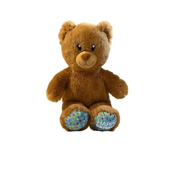 Build A Bear Happy Birthday Plush Bear Brown Teddy Stuffed Animal 16" - Picture 1 of 4